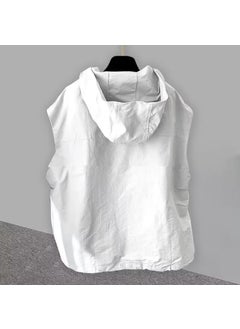 Buy 2025 Japanese Vintage Sleeveless Hooded Vest MenWhite White in UAE