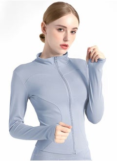 Buy Women's Workout Jackets Lightweight Running Jacket Full Zip Track Tops Sportswear with Thumb Holes Long Sleeve Workout Yoga Jacket in UAE