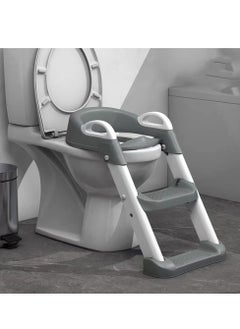 Buy Potty Training Seat with Step Stool Ladder,Potty Training Toilet for Kids Boys Girls, Toddlers-Comfortable Safe Potty Seat with Anti-Slip Pads (Grey) in Saudi Arabia