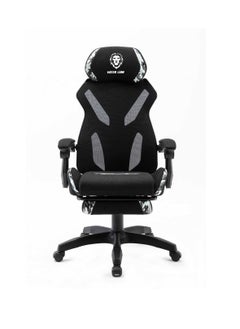 Buy Gaming Chair Pro with Up & Down Controlling Leans Synchronous Plastic Frame Nylon Base Mesh Fabric & Pu Wheel - Black in UAE