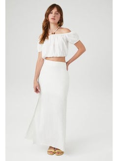 Buy Linen-Blend Slit Maxi Skirt in Egypt
