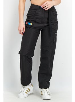 اشتري Women Sportswear Fit Brand Logo Premium Pants, Black في الامارات