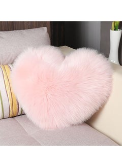 Buy Rabbit Fur Double Side Plush Heart Shaped Throw Pillow (Size 35×45CM) in UAE