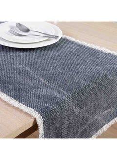 اشتري Aldrick Table Runner With Fringes 40X120Cm - Indigo في الامارات