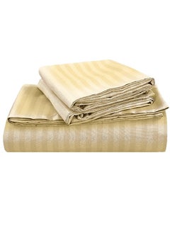 اشتري Cotton Queen Striped Fitted Elastic Pack of 3 Bedsheet 180x200+20cm في الامارات