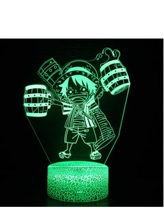 Buy Cartoon One Piece Hero Monkey D. Luffy Anime Figure Paramount War 3D LED Optical Illusion Bedroom Decor Table Lamp with Remote 7 Colors Acrylic Sleep Night Light Birthday Xmas Gifts for Child Kids in UAE