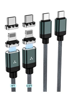 اشتري SYOSI, PD65W USB C to USB C Cable with 2 Magnetic Suction Heads, 5A Fast Charging Cable for iPhone, Type C Cable for Samsung, for Android, High Speed File Transfer Cables في الامارات