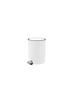 Buy Acrylic basket trash can with lid soft close, foot pedal round bathroom garbage can with plastic removable inner wastebasket, dustbin with soft close 5 liter white. in Egypt