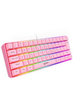 Buy Wired 61-Keys RGB Backlit Streamer Gaming Keyboard Pink in UAE