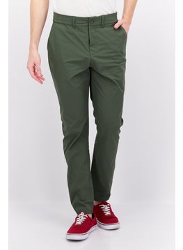 Buy Men Regular Fit Solid Pants, Green in UAE