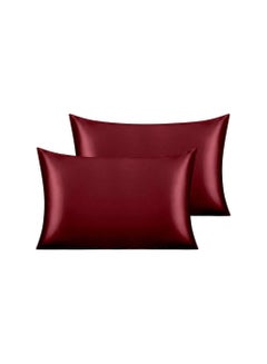 اشتري 2 PCS Satin Silk Pillowcases Soft Breathable and Smooth Pillow Cases for Skin Care and Hair Pillow Covers with Zip Lock Ice Silk Soft Same like Mulberry Silk Double-Sided في الامارات