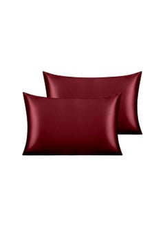 Buy 2 PCS Satin Silk Pillowcases Soft Breathable and Smooth Pillow Cases for Skin Care and Hair Pillow Covers with Zip Lock Ice Silk Soft Same like Mulberry Silk Double-Sided in UAE