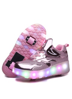 Buy Children LED Flash Light Fashion Shiny Sneaker Skate Shoes With Wheels And Lightning Sole LED Roller Skate Shoes in UAE