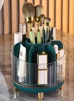 Buy Rotating Makeup Organizer with 360-Degree Rotation - Vanity Spinning Organizer, Ample Space for Makeup Brushes, Accommodates 7 Slots for Makeup Brushes - Green in UAE