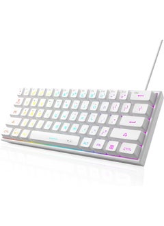 Buy MageGee Mini 60% Gaming Keyboard, Upgrade RGB Backlit 61 Key Ultra-Compact Keyboard, TS91 Ergonomic Waterproof Mechanical Feeling Office Computer Keyboard for PC, MAC, PS4, Xbox ONE Gamer(White) in UAE