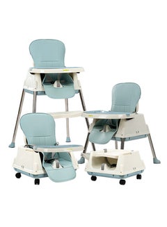 Buy 4 In 1 Baby Adjustable High Chair With Footrest, Tray And Belt For 6 Months to 3 Years, Blue in UAE