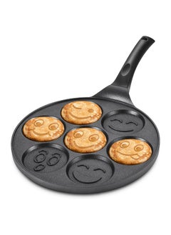 Buy MISUTA Grill Pan Nonstick Griddle Pancake Maker Mini Pancake and 7 Smiling Face Cups Pan Breakfast Crepe for Kids, Black in Saudi Arabia