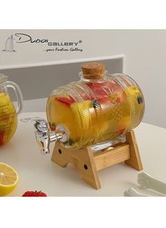 Buy Fruit juice barrel with spout base sealed glass bottle summer fruit tea wine barrel cold kettle in UAE