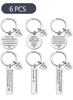 Buy 6-Piece Thank You Gifts Keychain, Stainless Steel Keyrings for Thank You Coworker Teacher Doctor Gifts in Saudi Arabia