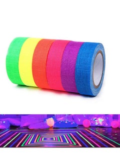 Buy UV Blacklight Reactive Spike Tape, Fluorescent Adhesive Tapes Dry Erase Neon for Parties Whiteboard Art Tape Craft Decorations Cloth Floors Stages (6 Pack) in UAE