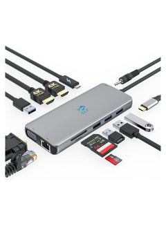 اشتري 13 in 1 USB C hub USB C Docking Station to Dual HDMI DisplayPort Adapter Compatible في الامارات