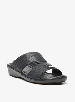 Buy Mens Textured Slip-On Arabic Sandals With Metal Accent in UAE