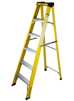 Buy STANLEY Step Ladder | 5 Steps Fibre Ladder | Anti Slip Steps | Non-Slip Rubber Edge Guards | 150 KG Loading Capacity | EN131 Approved in UAE