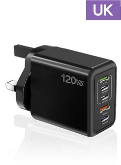 Buy 120W UK 5 Ports Multifunctional Super Fast Charging Adapter Mobile Phone Charger Travel Power Adapter Black in Saudi Arabia