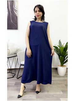 Buy Round-Neck Sleeve Less Fustan Blue in Saudi Arabia