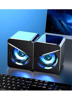 اشتري Computer Speakers Fashion Desktop Wired USB Powered Mini Speaker with Stereo Sound PC Speakers Multimedia Volume Control LED Light Speaker Subwoofer for PC Monitor Desktop Laptop Gaming Smartphones في السعودية