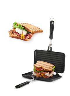 اشتري Sandwich Maker Grilled Sandwich and Panini Maker Pan with Non-Stick Plates and Handle Stovetop Toasted Sandwich Maker Aluminum Flip Pan for Home Kitchen Camping Cookware Equipment في الامارات