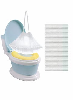 اشتري 100pcs Portable Potty Chair Liners with Drawstring Bags Disposable for Baby Toilet Training Seat, Travel Universal Cleaning Bag Kids Toddlers Adults Pets Outdoors في السعودية