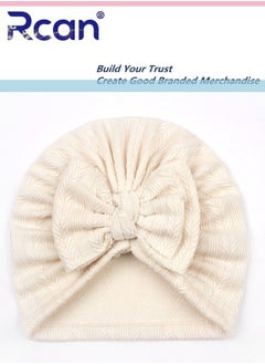 Buy Baby Windproof Tire Hat Solid Color Wheat Ear Pattern Bow Bat Cap 0-2 years old in Saudi Arabia