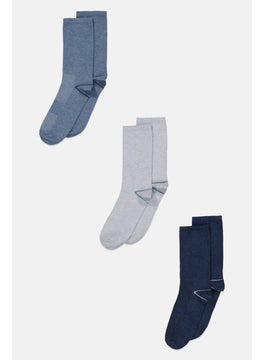 اشتري Men 3 Pairs Stripe Formal Socks, Navy Blue Combo في الامارات