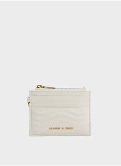 Buy Charles & Keith Aubrielle Stitch-Trim Zip Card Holder - Cream in Saudi Arabia