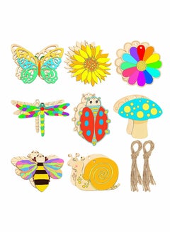 اشتري 80 Pcs Blank Painting Wood Chips for Kids, Wooden Unfinished Cutout Cartoon Butterfly Flower Animal Painted Wood Chips, Hand Filled Wood Painting Paint Crafts, DIY Crafts, Home Decor Crafts (8 Styles) في الامارات