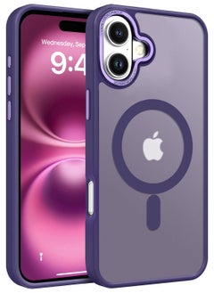 Buy iPhone 16 Plus MagSafe Case Magnetic Back Cover,【Shockproof Military-Grade Protection】Translucent Matte Back, Slim Phone Cover with Strong Magnet for Apple 16 Plus (2024)(Purple) in Saudi Arabia