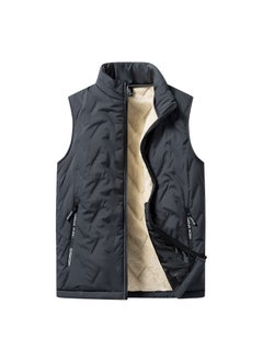 Buy Mens Solid Stand Collar Casual Vest Plus Size Warm Gray in UAE