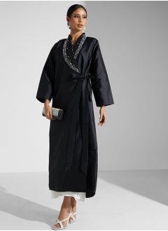 اشتري Embellished Detail Abaya With Side Tie With Sheila في الامارات