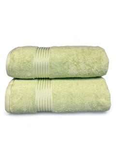 Buy Luxury Soft and Absorbent Towel Set Pack Of 2 Green in Saudi Arabia