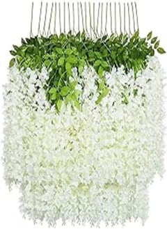 Buy U'Artlines 6 Pack Artificial Fake Wisteria Vine Ratta Hanging Garland Silk Flowers String Home Party Wedding Decor (6, White) in Egypt