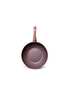 Buy Wok Magic Brown Series Chocolate Color Aluminum and Ecostone Non-Stick Coating Induction Bottom Deep Shape Great for Frying Crispy Crust Bakelite Handle Non Slip And Non Heat Up 24x7.7cm in UAE