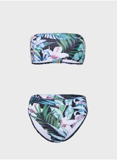 Buy Floral Bandeau Bikini Top & High Waist Bottoms in Saudi Arabia