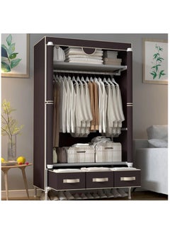 Buy Portable Wardrobe, Large Closet Organizer with 3 Drawer Boxes, Clothes Storage Cabinet for Bedroom, Living Room (Brown) in Saudi Arabia