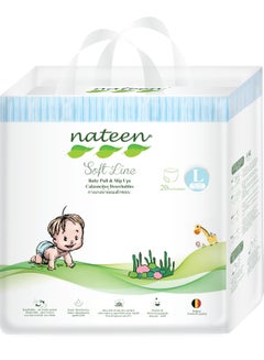 اشتري Nateen Soft Line Baby Pants Diapers,Size 4 (9-14kg),Large Baby Pull Ups,20 Count Diaper Pants,Super Soft and Breathable Baby Diapers Pants. في الامارات