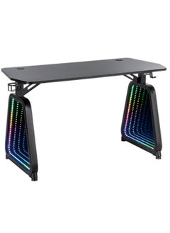 اشتري Twisted Minds Infinity Gaming Desk Mirror Legs, Carbon Fiber Texture, Infinity LED Light, 120cm x 60cm x 75cm Size, Extended Mouse Pad, Intuitive Lighting Control, Black | TM-GMD12-1D في الامارات