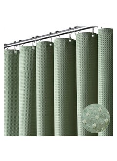 اشتري Green Shower Curtain  Waffle Textured Heavy Duty Thick Fabric Shower Curtains for Bathroom في الامارات