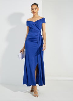 Buy Front Slit Off Shoulder Neck A-Line Maxi Dress in Saudi Arabia