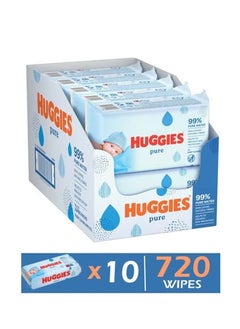 Buy Pure Baby Wipes With 99 Percentage Pure Water for Sensitivity (Pack of 10) in UAE