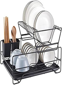 Buy Kitchen Drainage Storage Rack  Iron Wire Tableware  Bowl And Dish Rack  Multifunctional Double Layer Storage Rack  Drainage Bowl And Dish Rack  Countertop in UAE